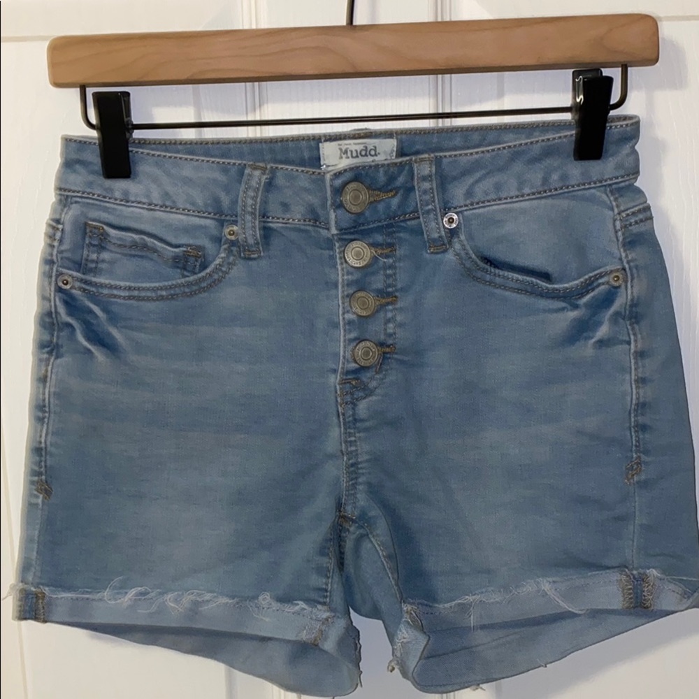 Mudd Button Fly Jean Shorts Mid-Rise Cuffed Size 3